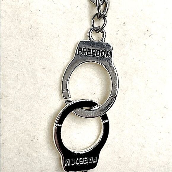 “Freedom” Handcuffs Necklace & Bracelet Custom Set l Stainless Steel l Inscribed - Picture 5 of 10